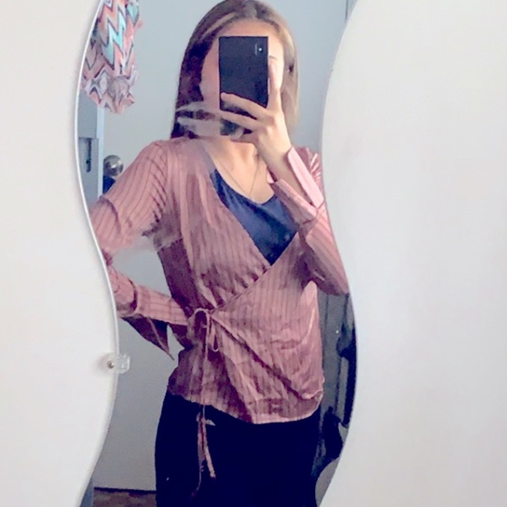 Silk pink and black top